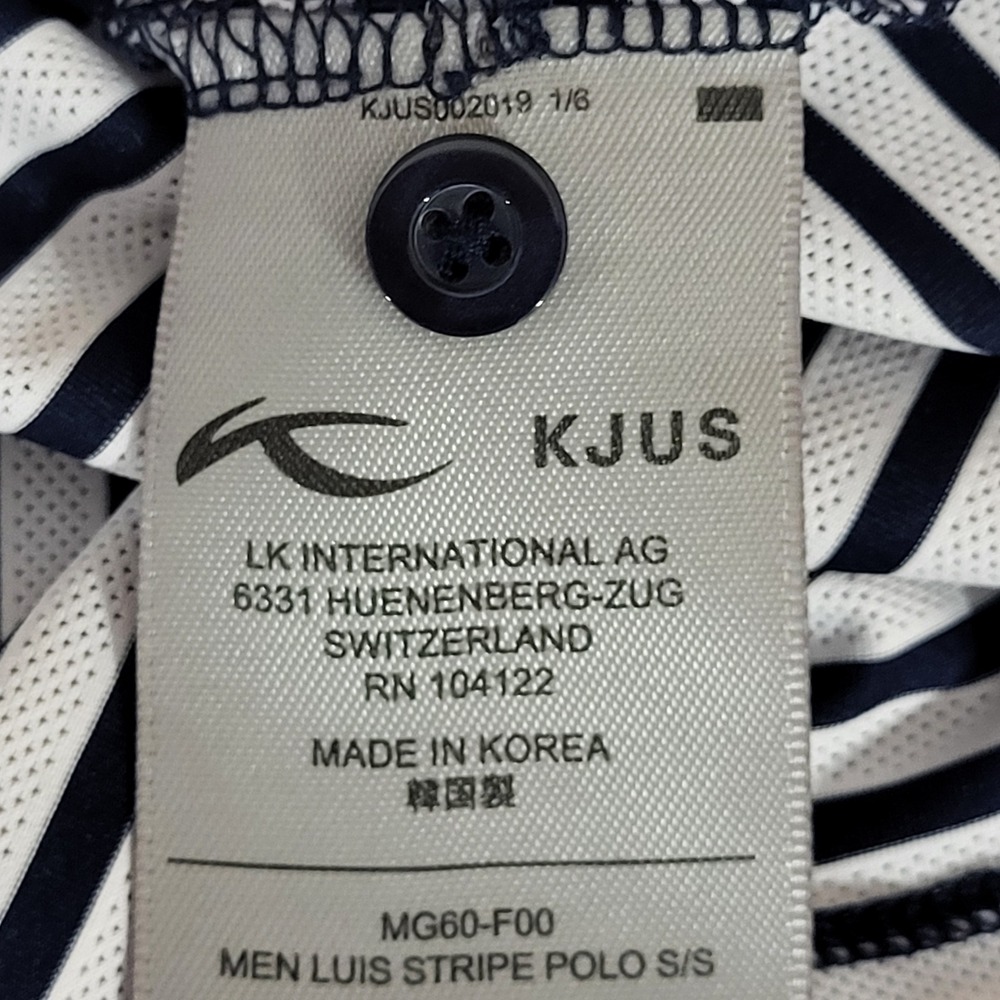 KJUS Luis Stripe Polo Shirt Mens XL Blue White MG60-F00 Short Sleeve Golf - Picture 8 of 16